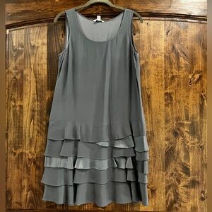 Garnet Hill Ruffled Tiered Silk Sheath Dress
